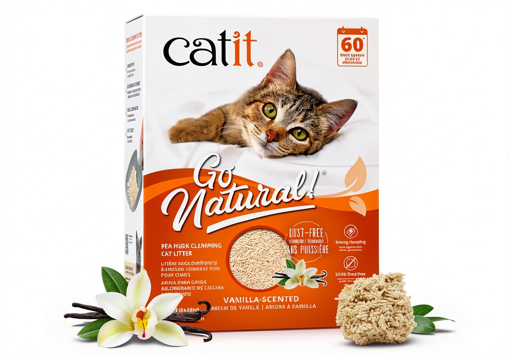 Catit Go Natural Pea Husk Litter in use showing clumping and texture