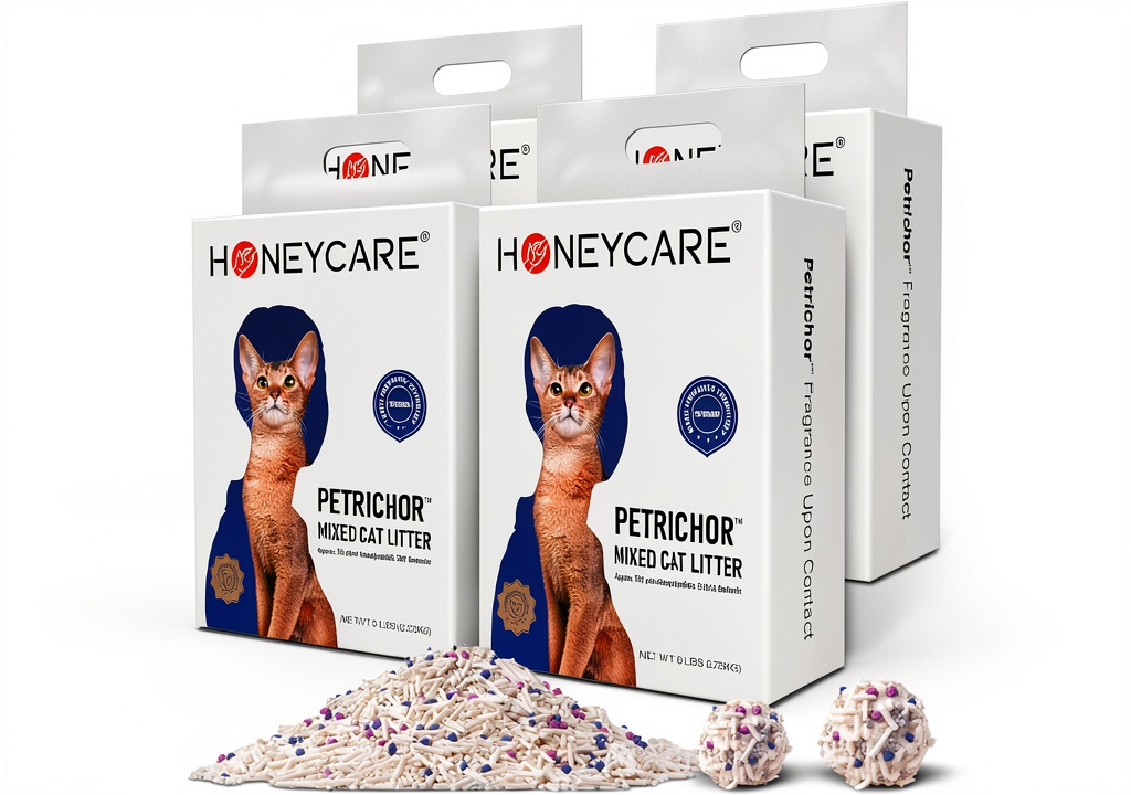 Installing Honeycare Petrichor Quick Clumping Low Dust on a wooden desk