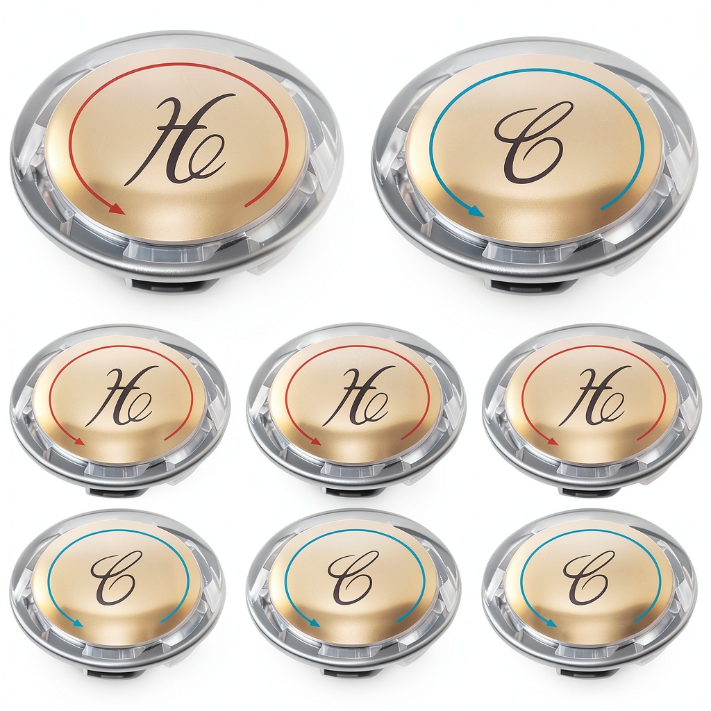 Dreyoo acrylic faucet index buttons displayed on a kitchen sink