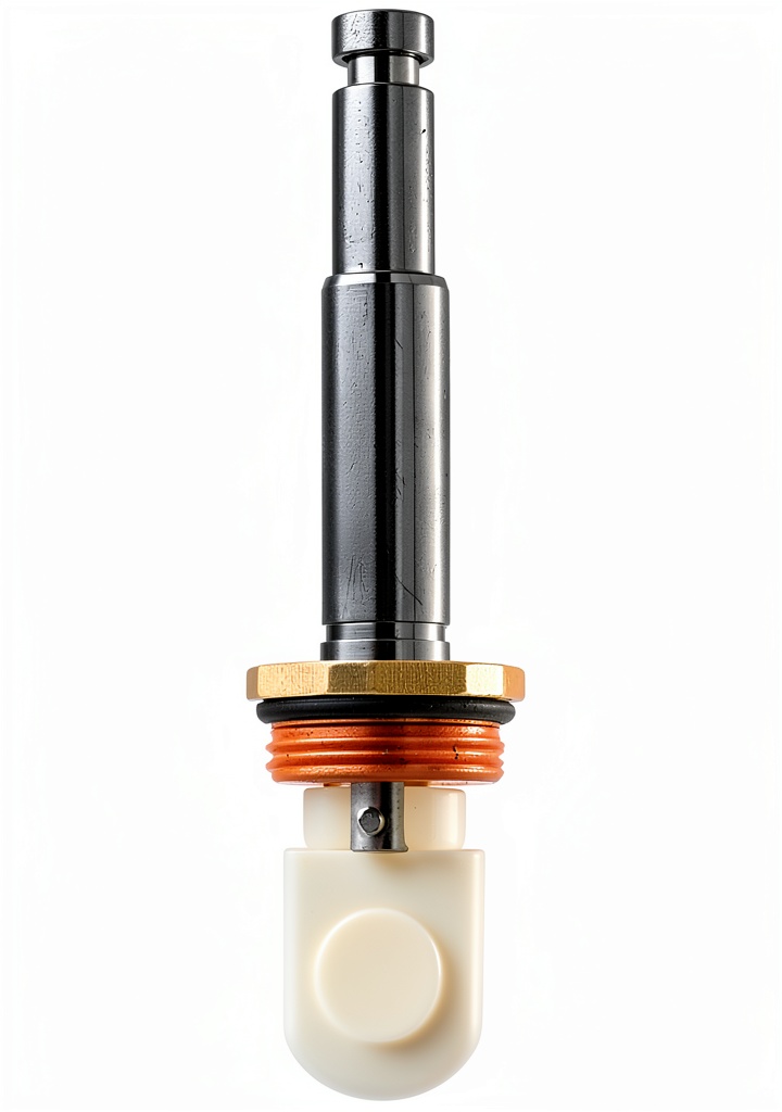 Danco brass faucet index button installed on a kitchen sink