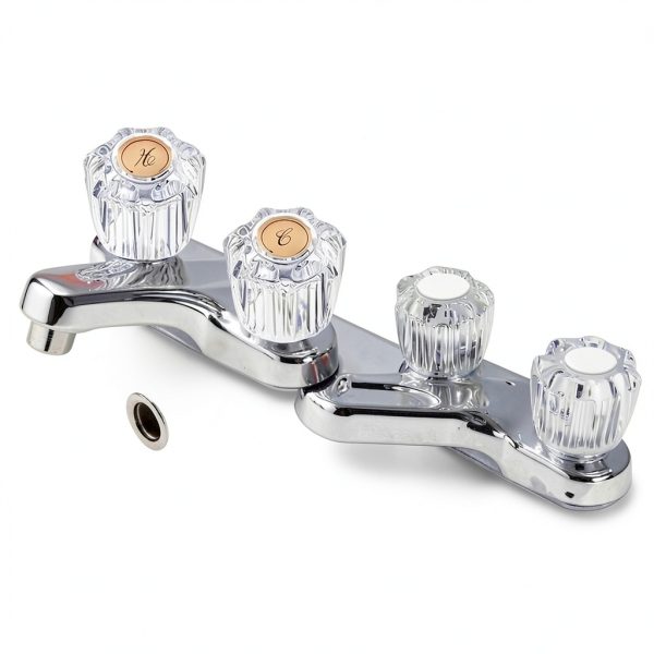 Faucet Index Button Set Foyods Clear Crystal Cover with Gold Ring 1x1-3