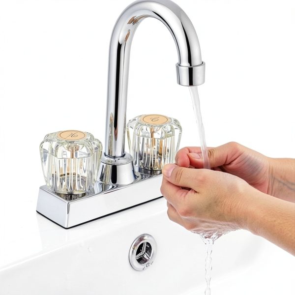 Faucet Index Button Set Foyods Clear Crystal Cover with Gold Ring 1x1-4