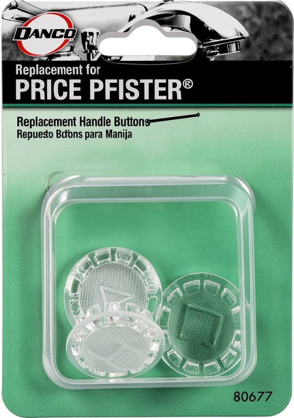 Danco Acrylic Faucet Index Buttons Pack of 3 Clear Hot Cold Diverter-4