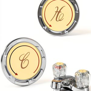 Faucet Index Button Set Foyods Clear Crystal Cover with Gold Ring 1x1-0
