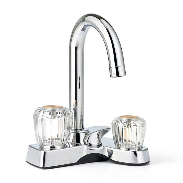 Faucet Index Button Set Foyods Clear Crystal Cover with Gold Ring 1x1-1