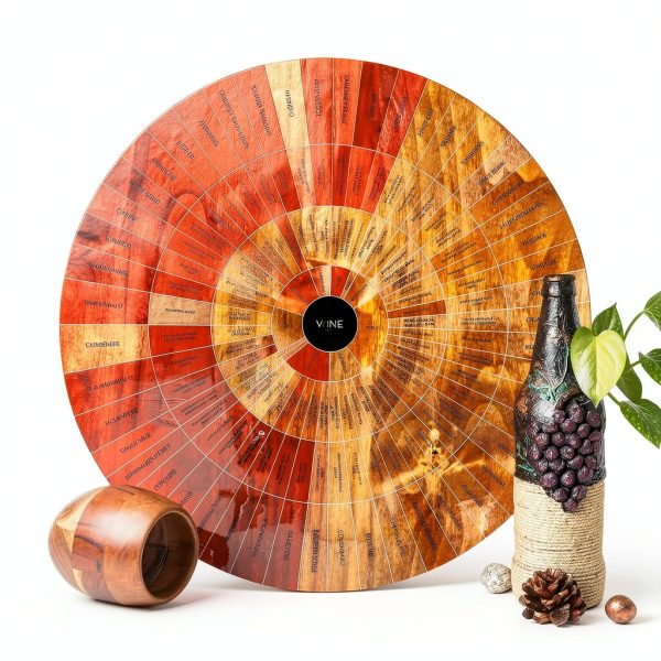 Wine Wheel GUTE Handcrafted Wood Education Wheel Glossy 5 inch-1