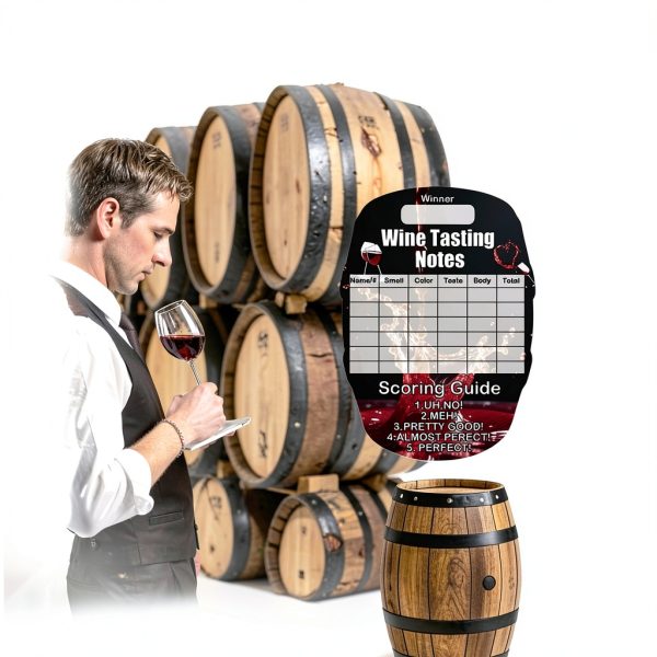 Remerabel 5x7 Inch Blind Wine Tasting Scorecards 30 Pack Barrel Design-5