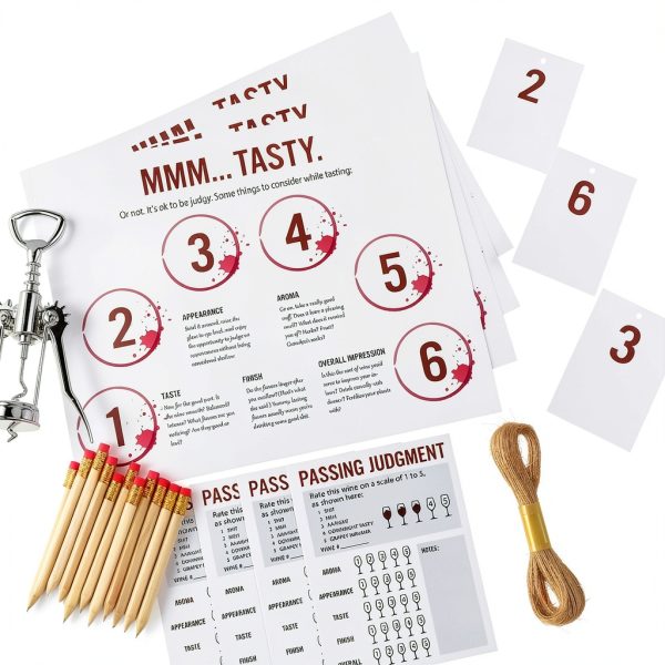 Blind Tasting Party Supplies Set by SiliFine 30-Piece Wine Game Kit-0