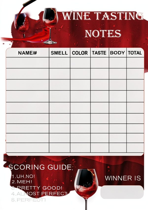 Wine Tasting Scorecard Wine Score Card Rating Sheet, 5×7 inch Wine Tasting Party Supplies Wine Tasting Cards for Single Party,Wind Blind Tasting Party (25 Pack)-2