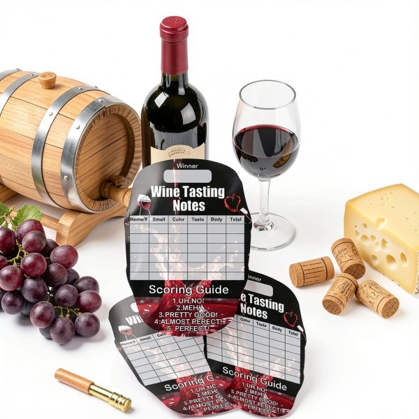Remerabel 5x7 Inch Blind Wine Tasting Scorecards 30 Pack Barrel Design-4