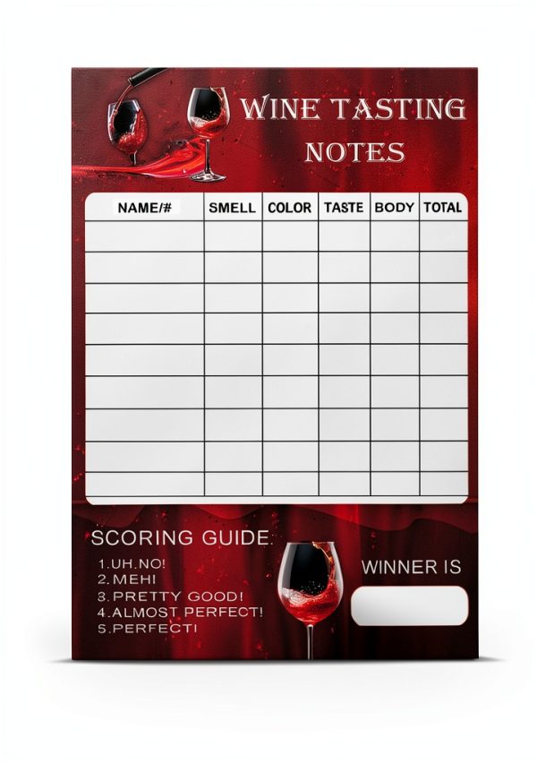 Wine Tasting Scorecard Wine Score Card Rating Sheet, 5×7 inch Wine Tasting Party Supplies Wine Tasting Cards for Single Party,Wind Blind Tasting Party (25 Pack)-1