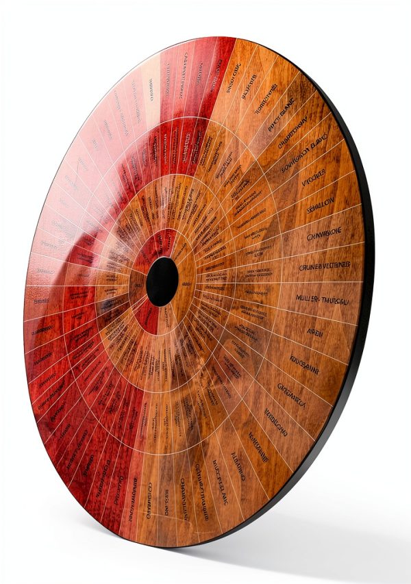 Wine Wheel GUTE Handcrafted Wood Education Wheel Glossy 5 inch-2