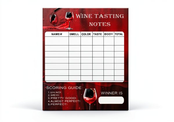 Wine Tasting Scorecard Wine Score Card Rating Sheet, 5×7 inch Wine Tasting Party Supplies Wine Tasting Cards for Single Party,Wind Blind Tasting Party (25 Pack)-0