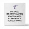 Wine Night Gift Set | Includes Corkscrew, Bottle Stopper, and 100 Conversation Cards-2