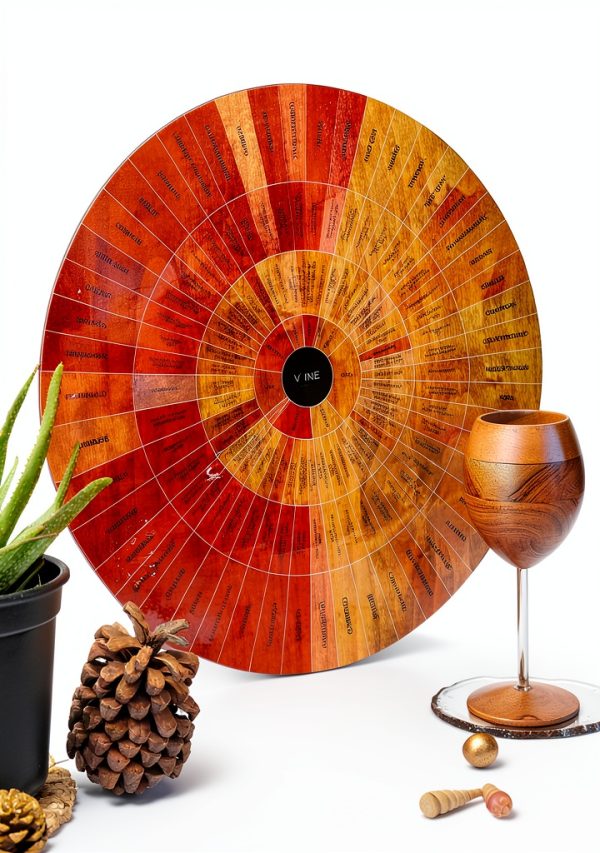 Wine Wheel GUTE Handcrafted Wood Education Wheel Glossy 5 inch-8