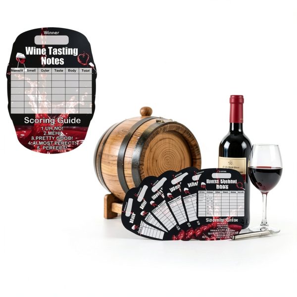 Remerabel 5x7 Inch Blind Wine Tasting Scorecards 30 Pack Barrel Design-1