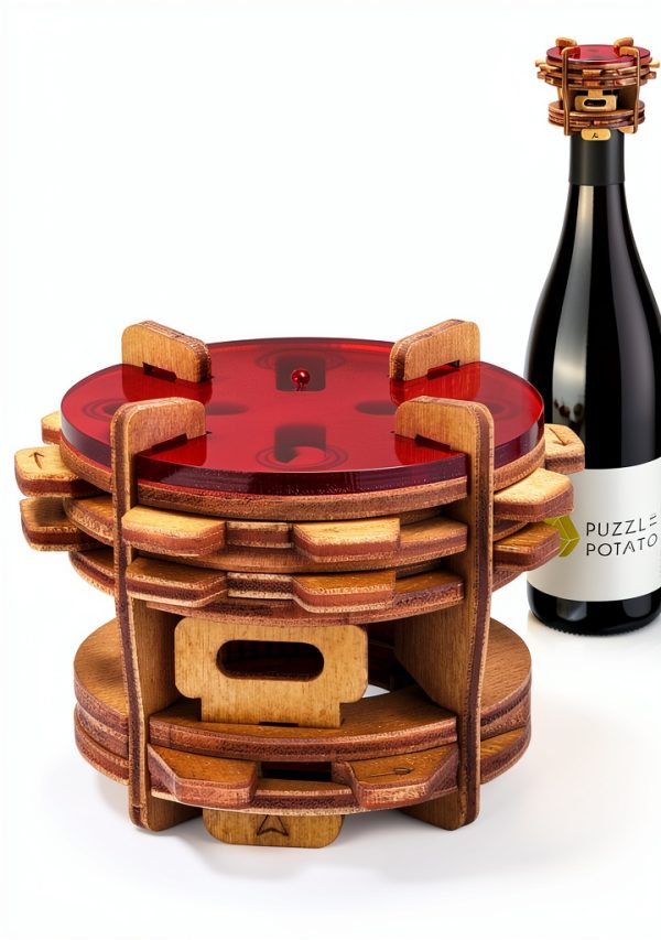 Wine Bottle Puzzle Teaser by Puzzle Potato – Topsy‑Turvy Bottle Lock-1