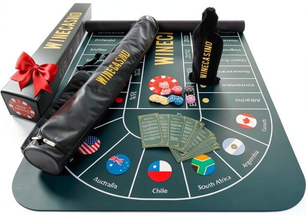 Blind Wine Tasting Game WINECASINO Board Game with 70x35 Mat-0