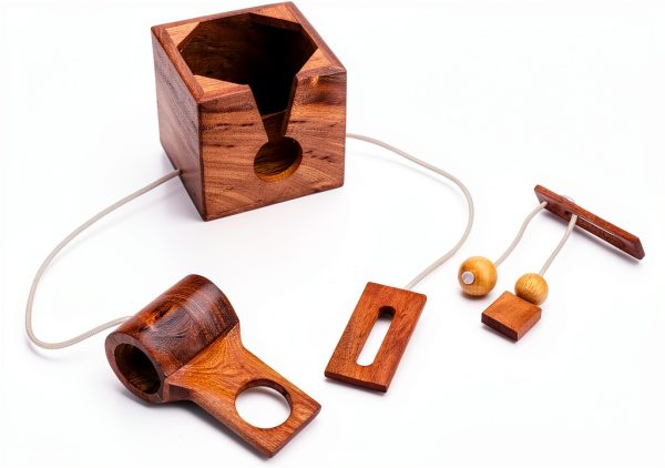 Wine Bottle Puzzle Ajuny 3D Wooden Brain Teaser Lock Game Rustic 4x4-4