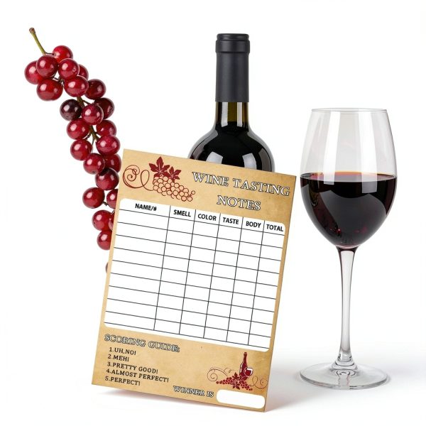 Wine Tasting Scorecard 30 Pack by Hodmopli 5×7 Inch Red Vintage Card-2