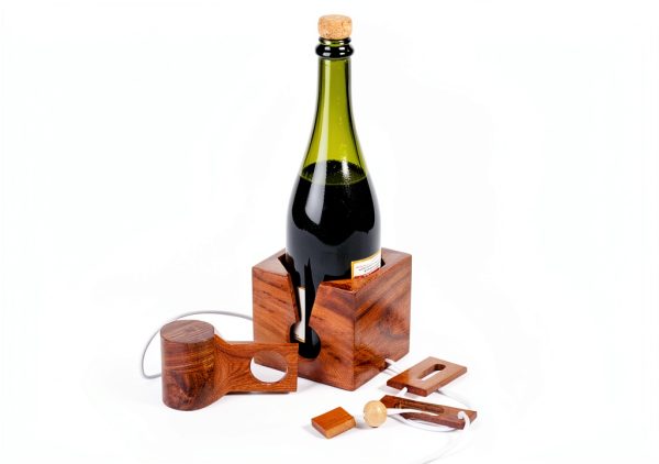 Wine Bottle Puzzle Ajuny 3D Wooden Brain Teaser Lock Game Rustic 4x4-5