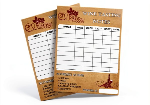 Wine Tasting Scorecard 30 Pack by Hodmopli 5×7 Inch Red Vintage Card-0