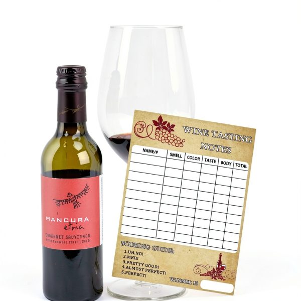 Wine Tasting Scorecard 30 Pack by Hodmopli 5×7 Inch Red Vintage Card-3