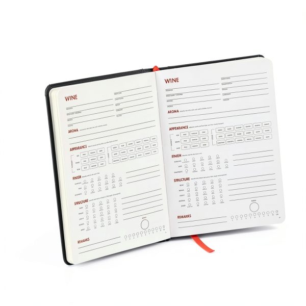Wine Tasting Journal Guided Tasting Notes Book & Checklist (5" x 7" B6 Black Notebook) - 5 Step Guide & Tasting Log Methods - Aroma, Appearance, Finish, Structure, Remarks & Wines Ratings & Color Card-1
