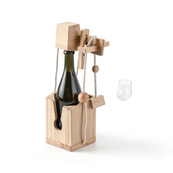 Bottle Puzzle by Anglechic 3D Wooden Wine Box Holder with Burlap Bags-5