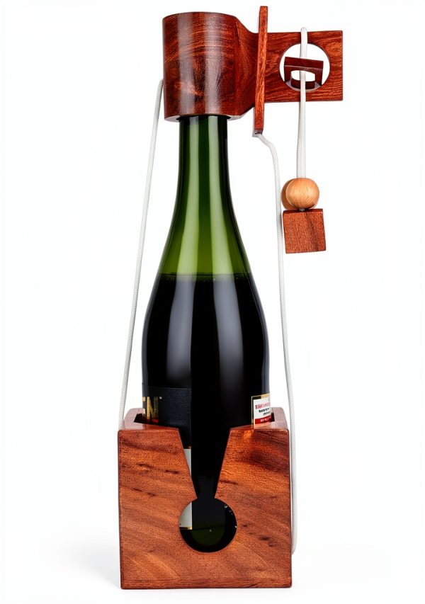 Wine Bottle Puzzle Ajuny 3D Wooden Brain Teaser Lock Game Rustic 4x4-3