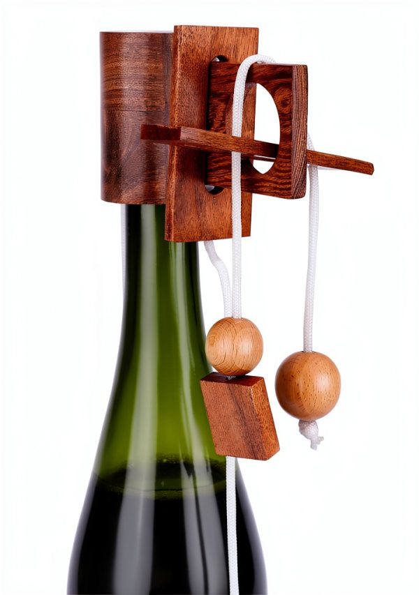 Wine Bottle Puzzle Ajuny 3D Wooden Brain Teaser Lock Game Rustic 4x4-8
