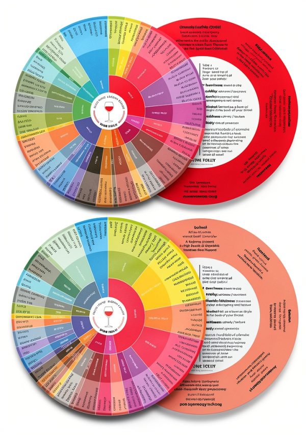 Wine Folly Wine Aroma Wheel Charts – 4-Pack for Red, White, Rosé & Sparkling | Wine Tasting Guide with Aromatic Compound Info | Durable, Glossy Educational Chart Set-1