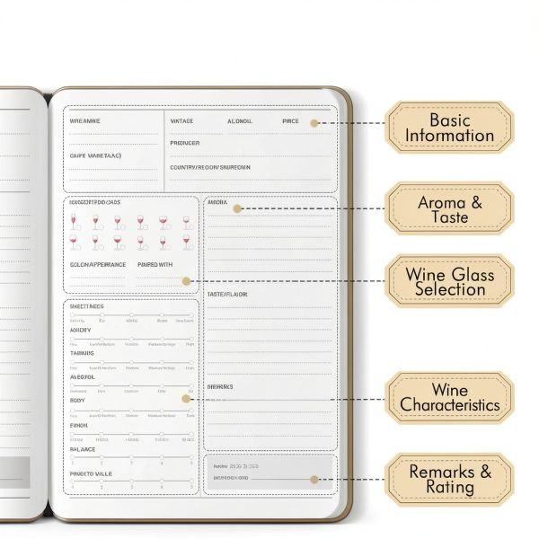 Wine Tasting Journal molekaus A5 Notebook with Aroma Wheel-3